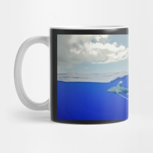 An Oceanic White Tip Shark Cruising Under the Clouds in the Bahamas Mug